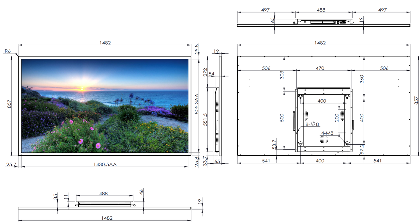 65-inch wall-mounted advertising machine (infrared touch/capacitive touch)