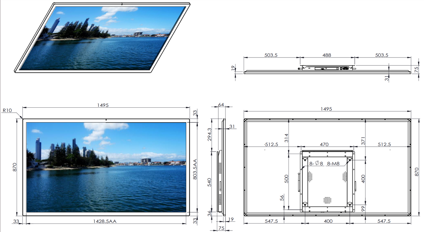 65-inch wall-mounted advertising machine (infrared touch/capacitive touch)