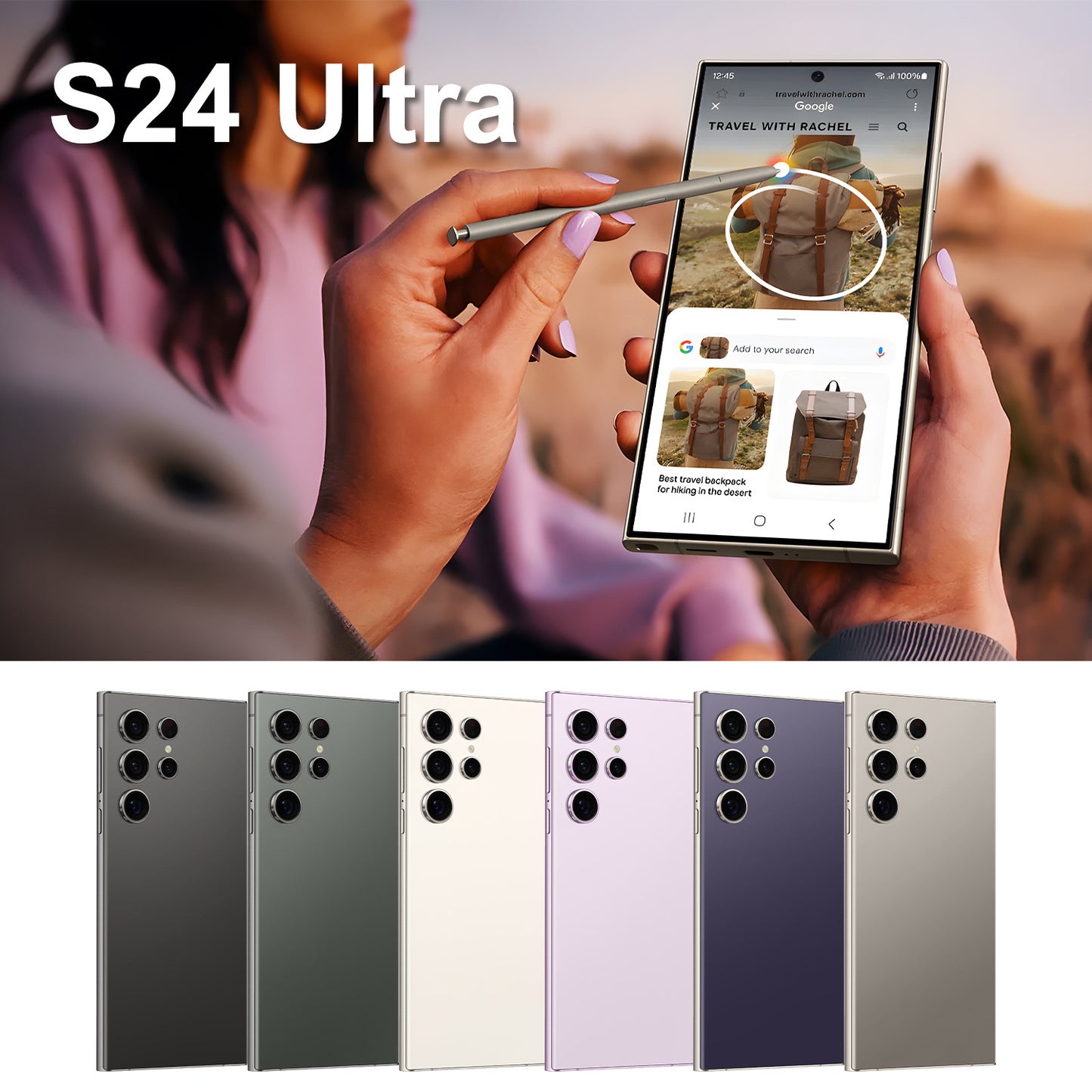 هاتف محمول S24 Ultra+ مدمج بالقلم مقاس 7.3 بوصة وذاكرة 16+1T