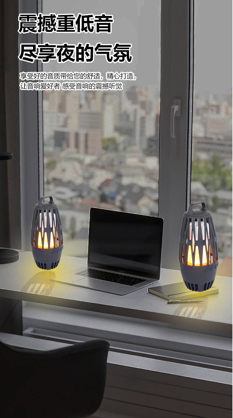 مكبر صوت بلوتوث بإضاءة شعلة LED على الطراز الأوروبي والأمريكي