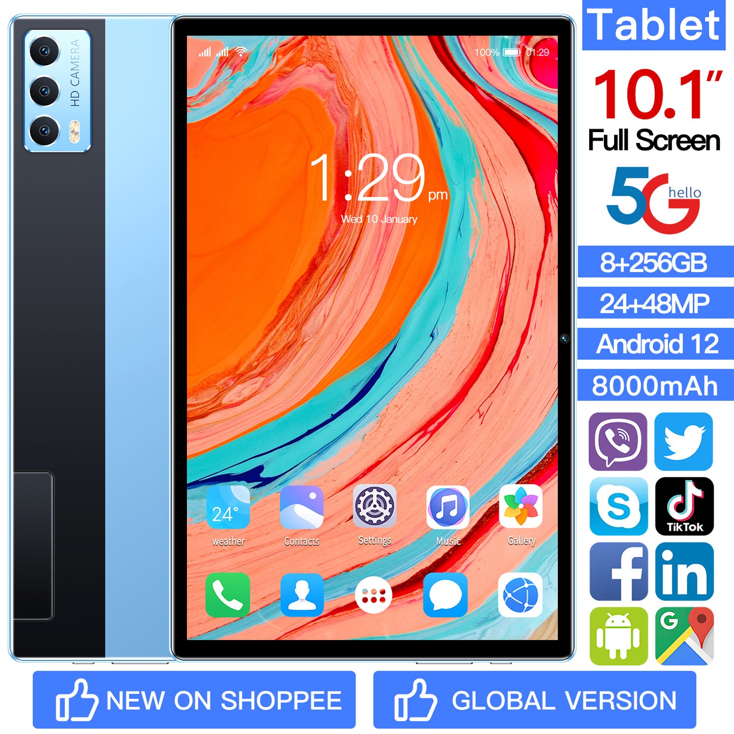 جهاز لوحي ذكي جديد X11Pro يعمل بنظام أندرويد مقاس 10 بوصات مزود بواي فاي وبلوتوث