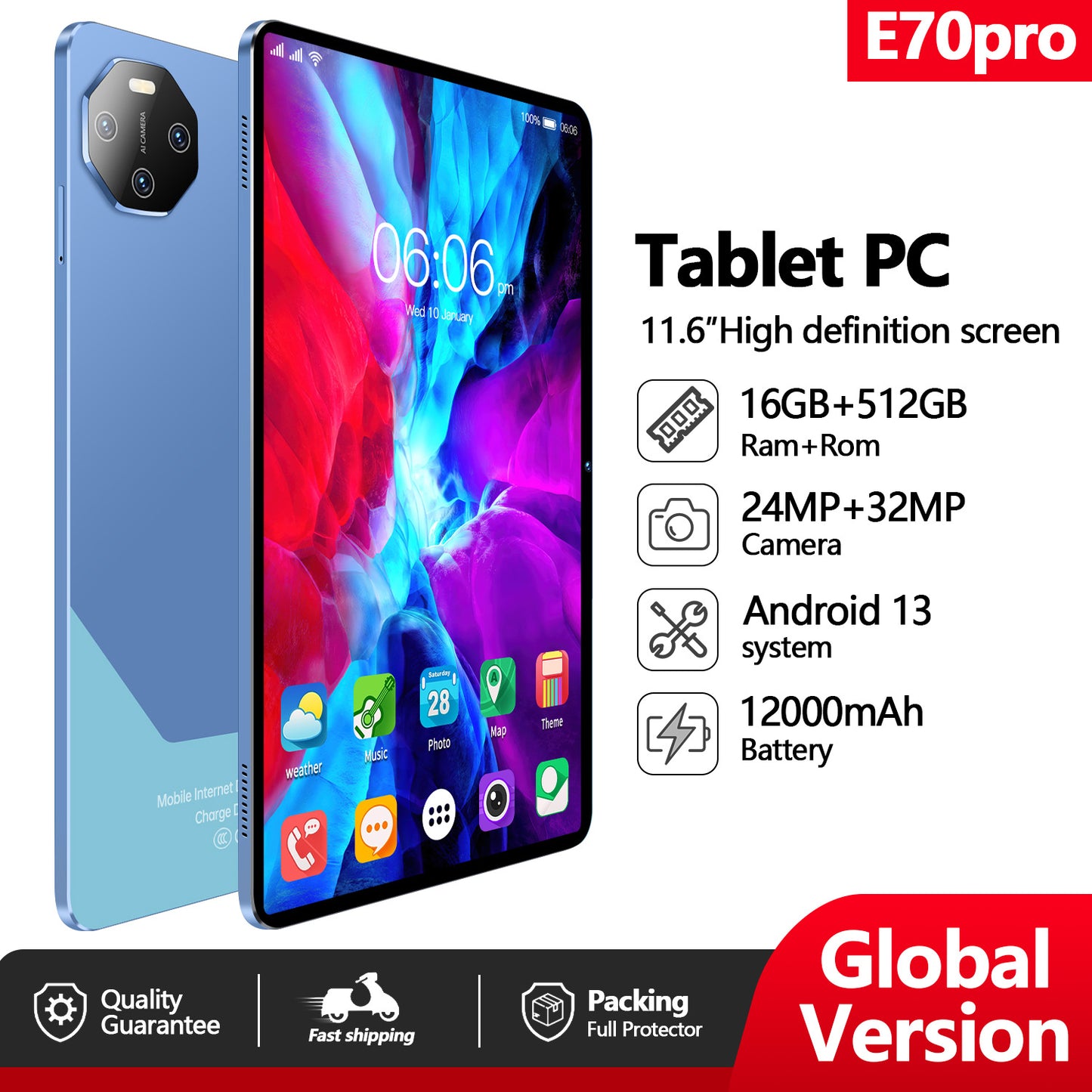 الجهاز اللوحي الذكي الجديد E70Pro مقاس 10.1 بوصة