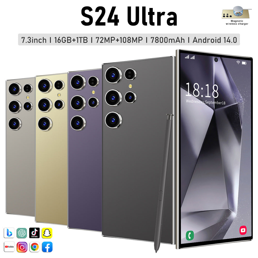 شاشة S24Ultra 7.3 بوصة بفتحة وسطية 16+1T