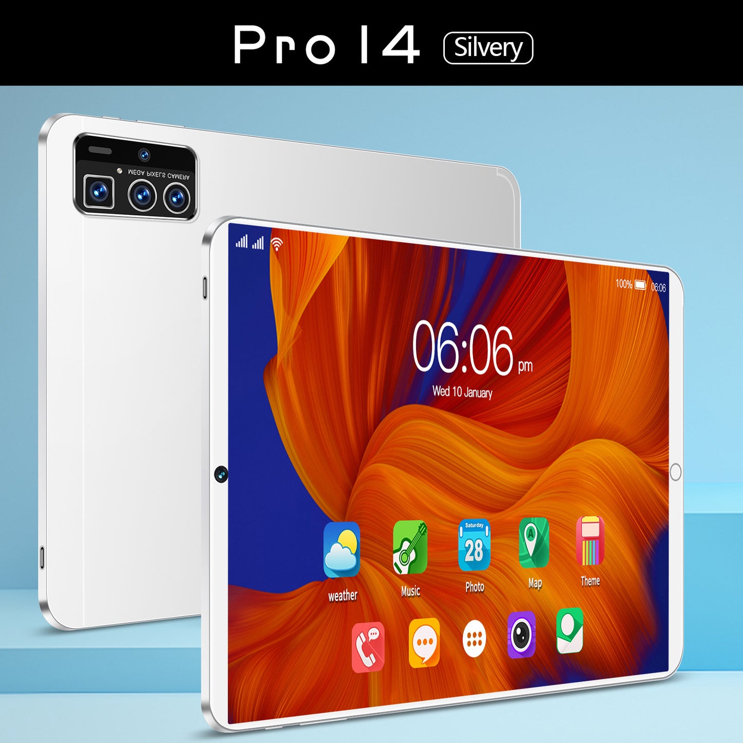 تابلت Pro14 الذكي بشاشة 10 بوصة يعمل بنظام أندرويد ويدعم WiFi وBluetooth وGPS