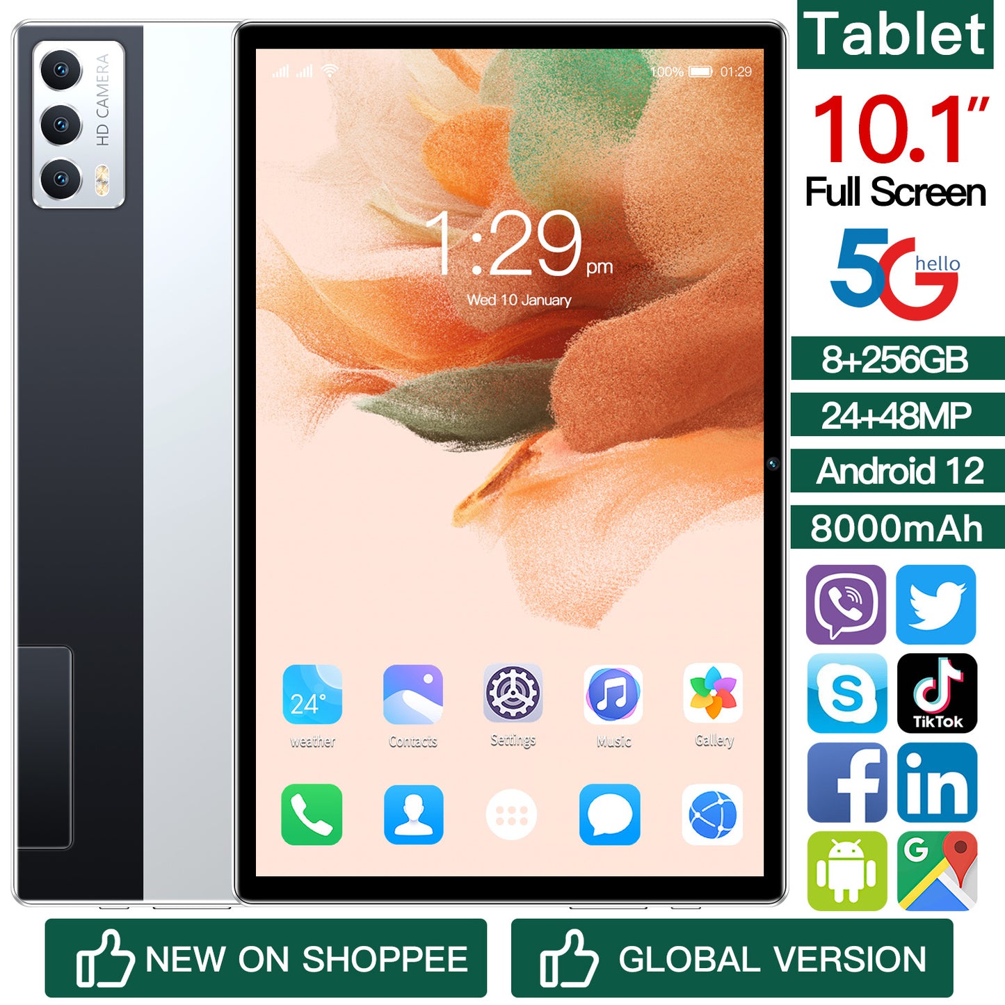 جهاز لوحي ذكي جديد X11Pro يعمل بنظام أندرويد مقاس 10 بوصات مزود بواي فاي وبلوتوث