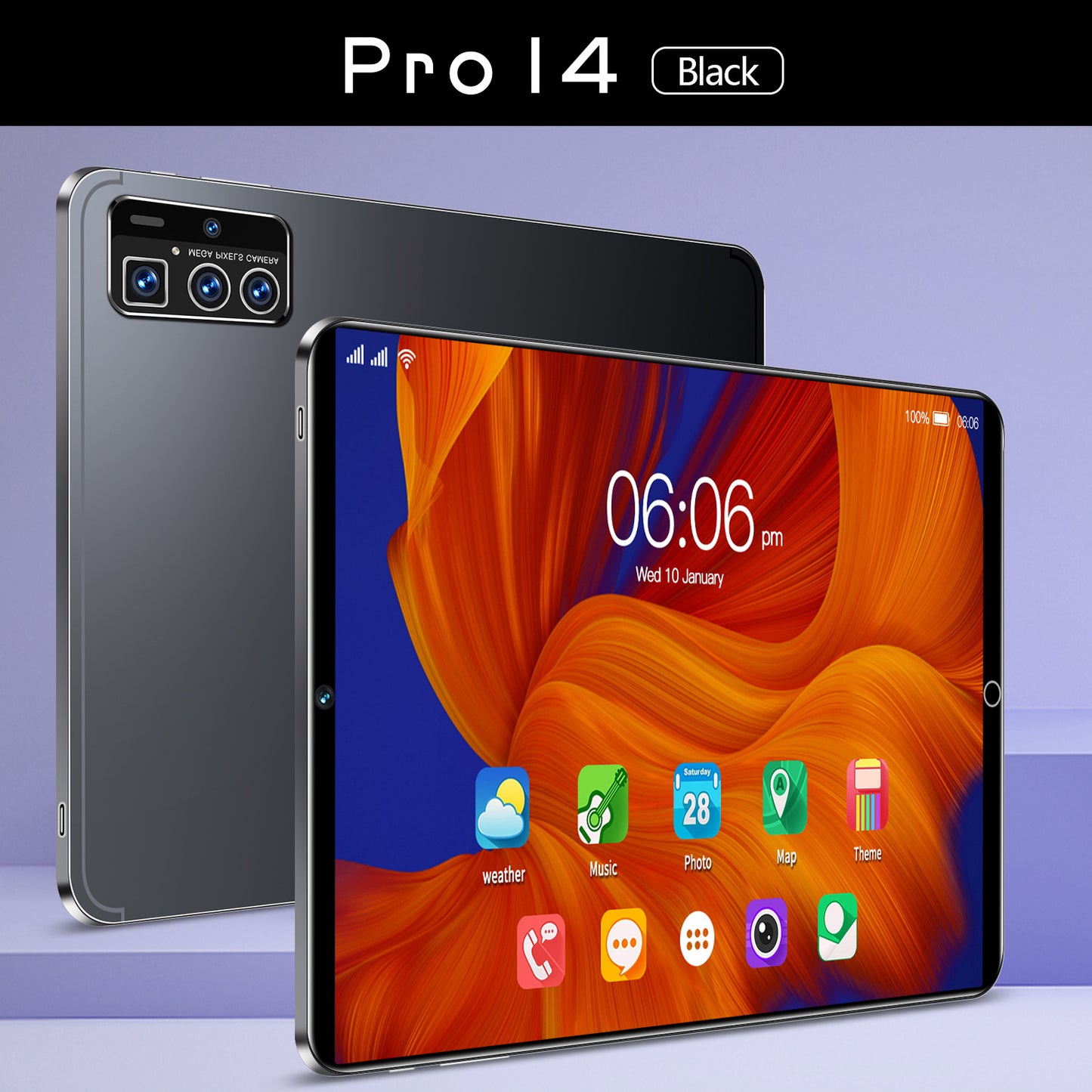 تابلت Pro14 الذكي بشاشة 10 بوصة يعمل بنظام أندرويد ويدعم WiFi وBluetooth وGPS