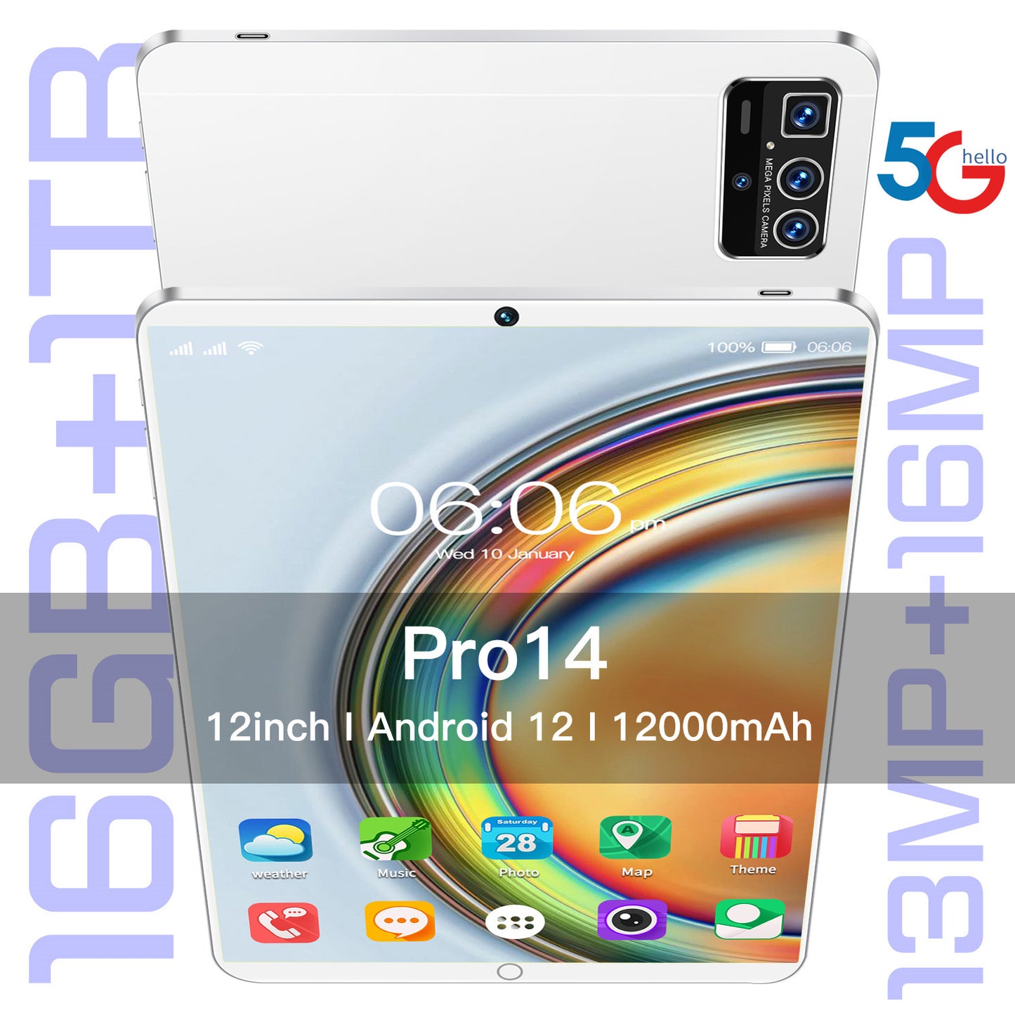 تابلت Pro14 الذكي بشاشة 10 بوصة يعمل بنظام أندرويد ويدعم WiFi وBluetooth وGPS