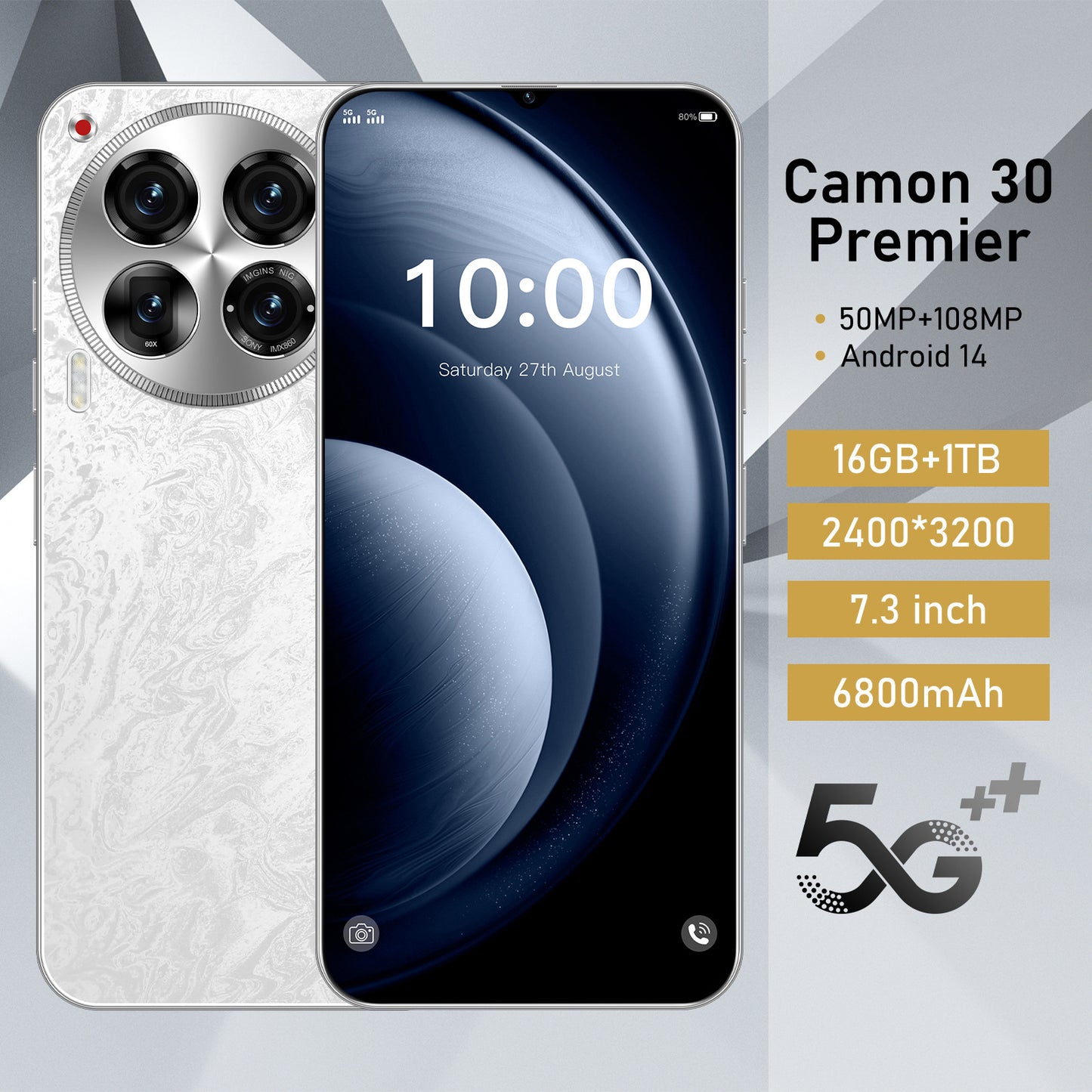 هاتف ذكي أصلي Camon30 HD بشاشة كبيرة 16+1T