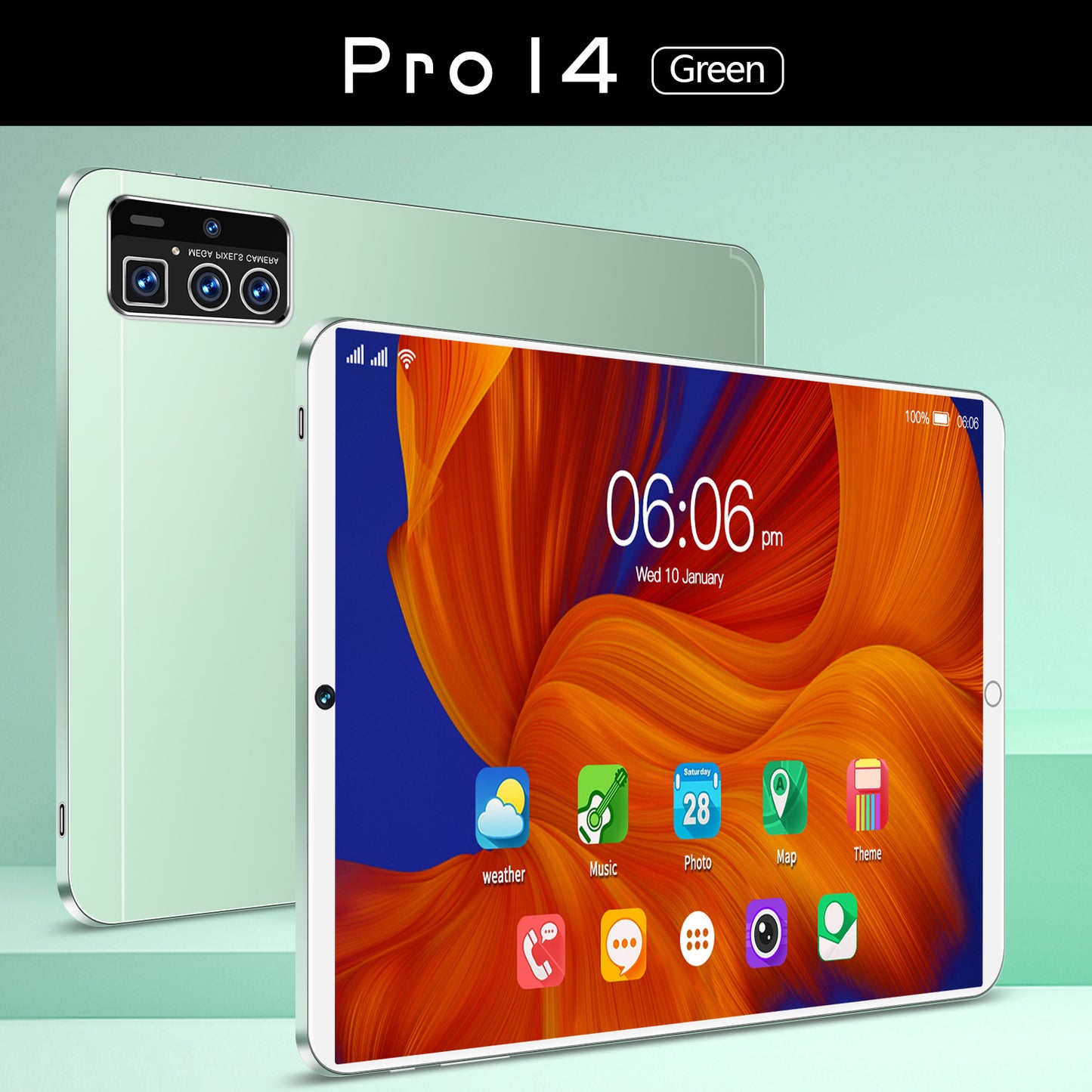 تابلت Pro14 الذكي بشاشة 10 بوصة يعمل بنظام أندرويد ويدعم WiFi وBluetooth وGPS