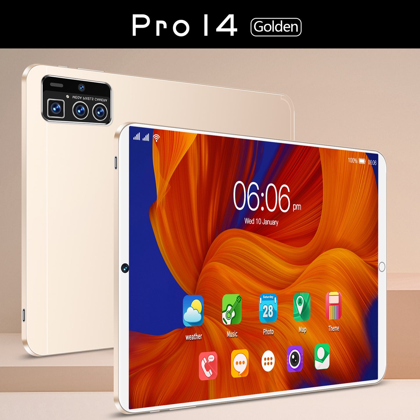 تابلت Pro14 الذكي بشاشة 10 بوصة يعمل بنظام أندرويد ويدعم WiFi وBluetooth وGPS