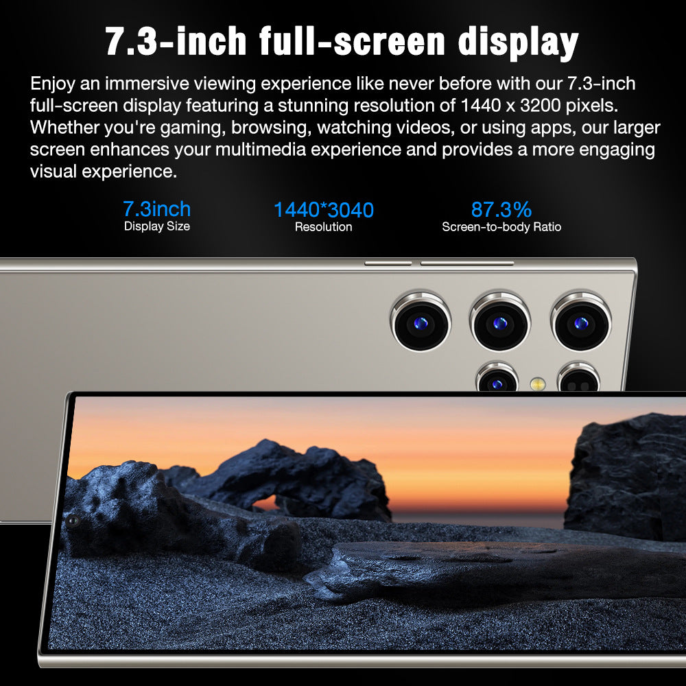 شاشة S24Ultra 7.3 بوصة بفتحة وسطية 16+1T