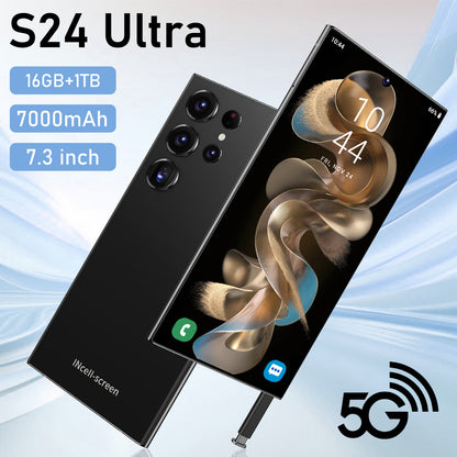 هاتف ذكي جديد S24Ultra بشاشة كبيرة 7.3 بوصة وذاكرة عشوائية 16 جيجابايت وذاكرة داخلية 1 تيرابايت