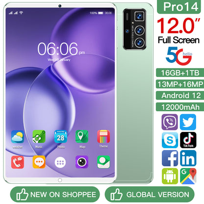 تابلت Pro14 الذكي بشاشة 10 بوصة يعمل بنظام أندرويد ويدعم WiFi وBluetooth وGPS