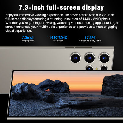 شاشة S24Ultra 7.3 بوصة بفتحة وسطية 16+1T